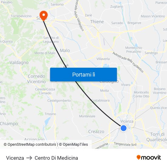 Vicenza to Centro Di Medicina map