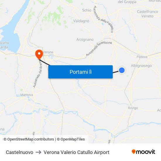 Castelnuovo to Verona Valerio Catullo Airport map