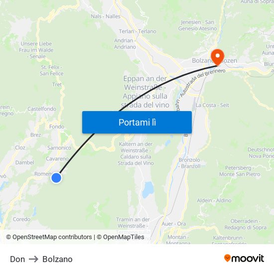 Don to Bolzano map