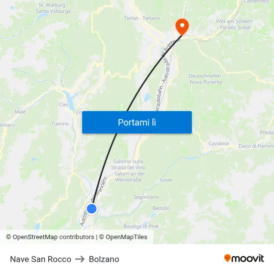 Nave San Rocco to Bolzano map