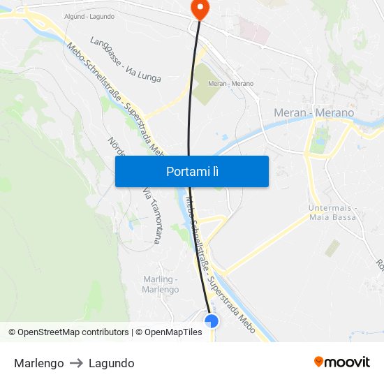 Marlengo to Lagundo map