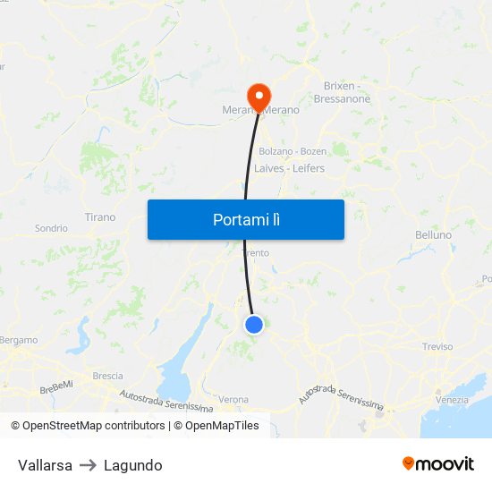 Vallarsa to Lagundo map