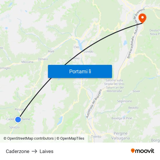 Caderzone to Laives map