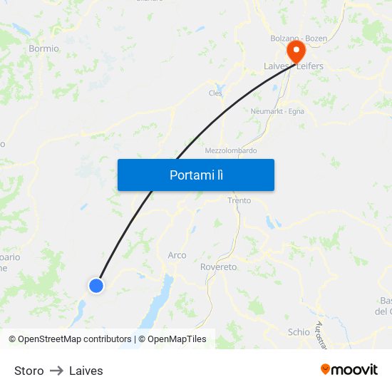 Storo to Laives map