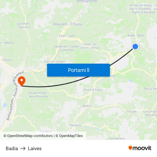 Badia to Laives map