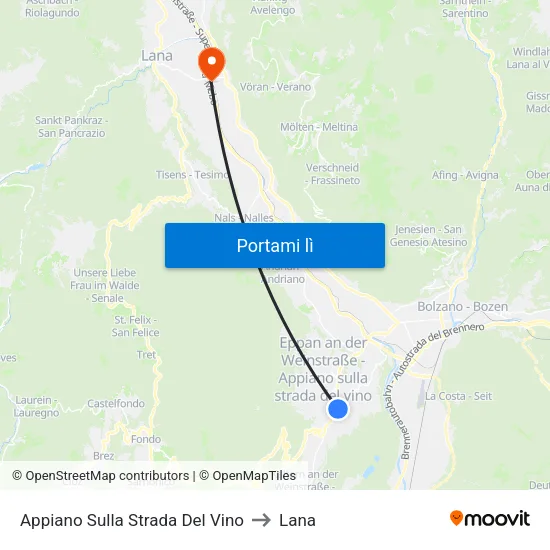 Appiano Sulla Strada Del Vino to Lana map