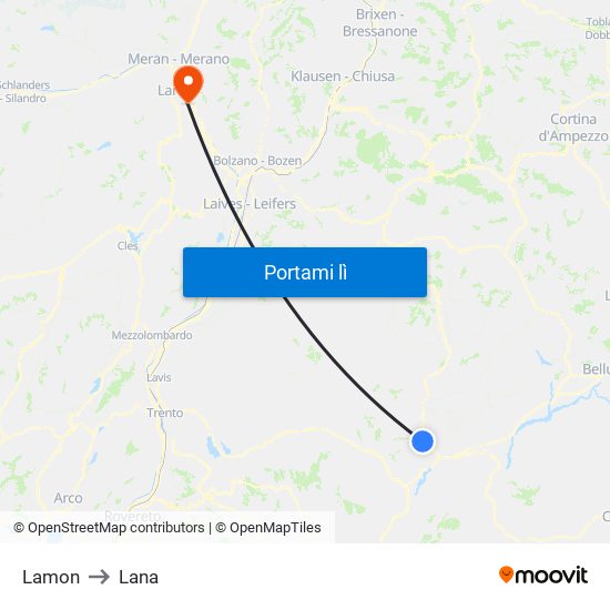 Lamon to Lana map
