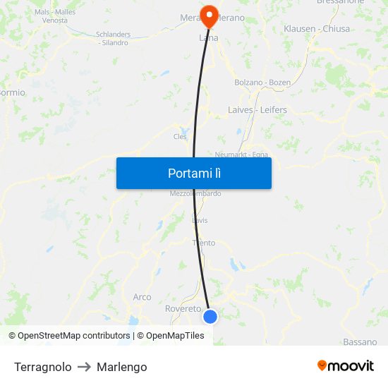 Terragnolo to Marlengo map