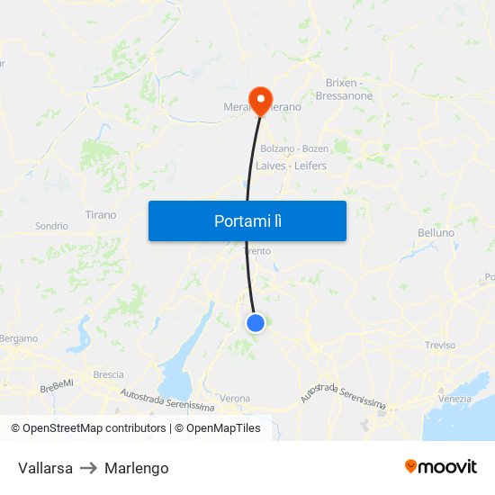 Vallarsa to Marlengo map