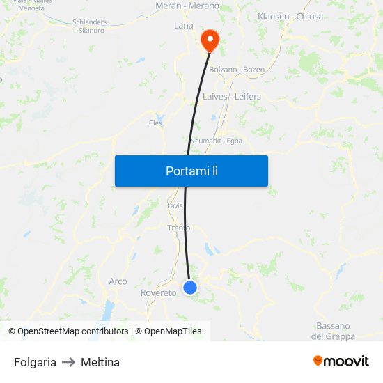 Folgaria to Meltina map