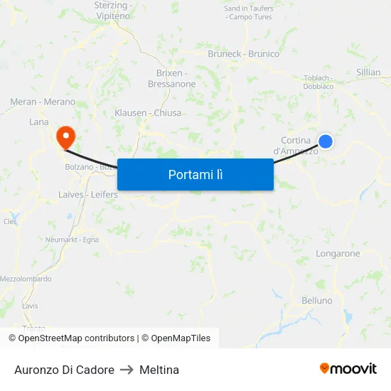 Auronzo Di Cadore to Meltina map
