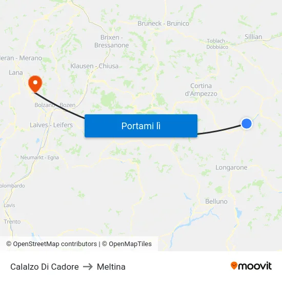 Calalzo Di Cadore to Meltina map