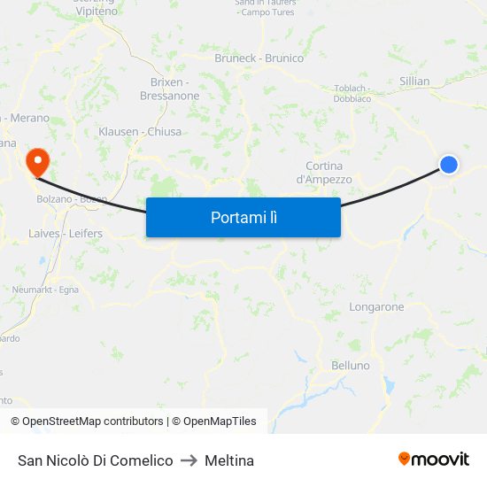 San Nicolò Di Comelico to Meltina map