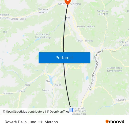 Roverè Della Luna to Merano map