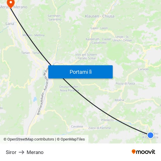 Siror to Merano map