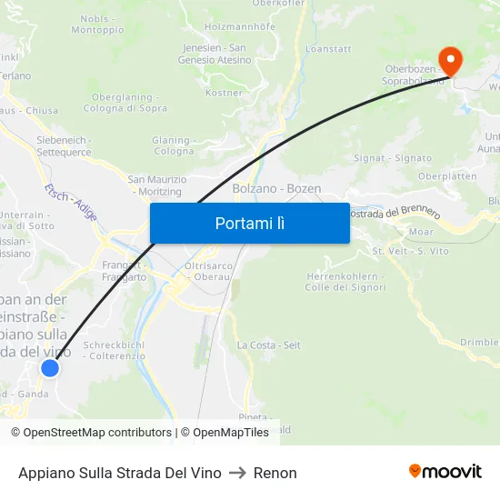 Appiano Sulla Strada Del Vino to Renon map