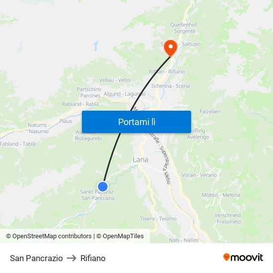 San Pancrazio to Rifiano map