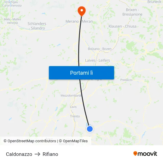 Caldonazzo to Rifiano map