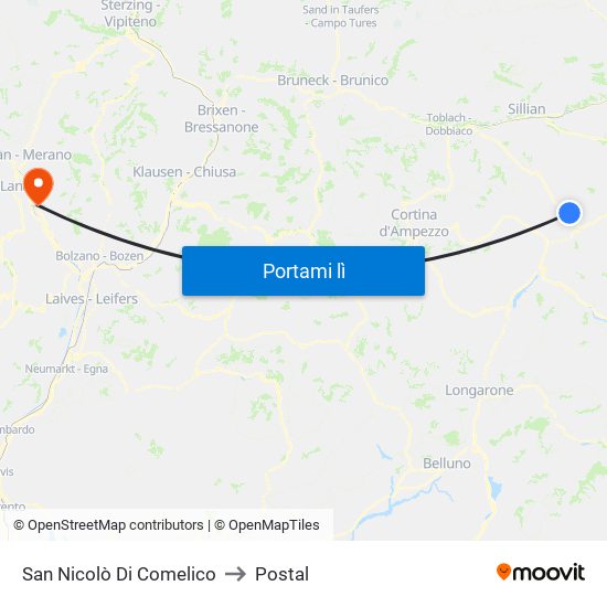 San Nicolò Di Comelico to Postal map