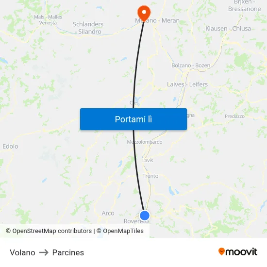 Volano to Parcines map