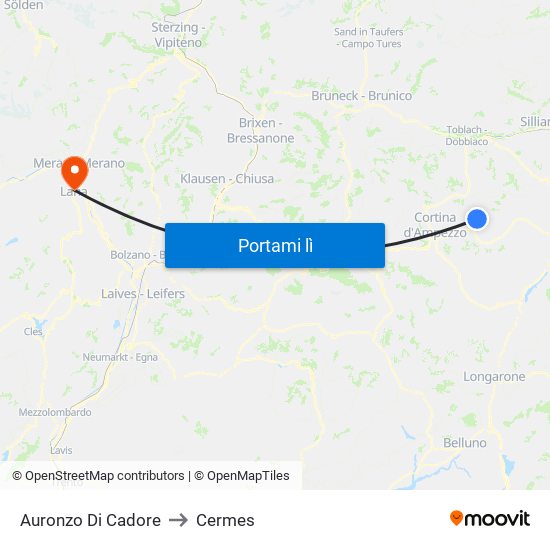 Auronzo Di Cadore to Cermes map