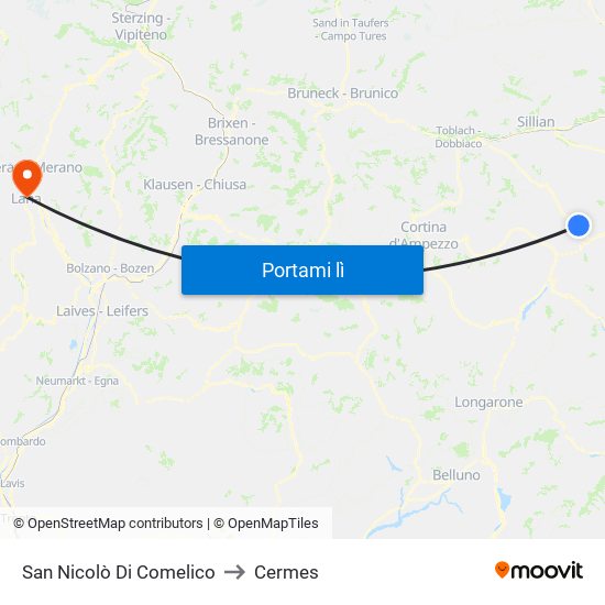 San Nicolò Di Comelico to Cermes map