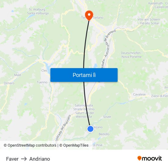 Faver to Andriano map