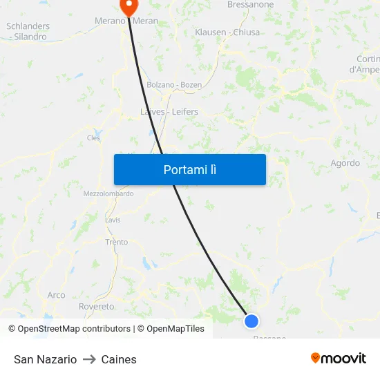 San Nazario to Caines map