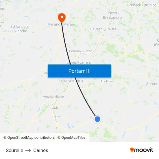 Scurelle to Caines map