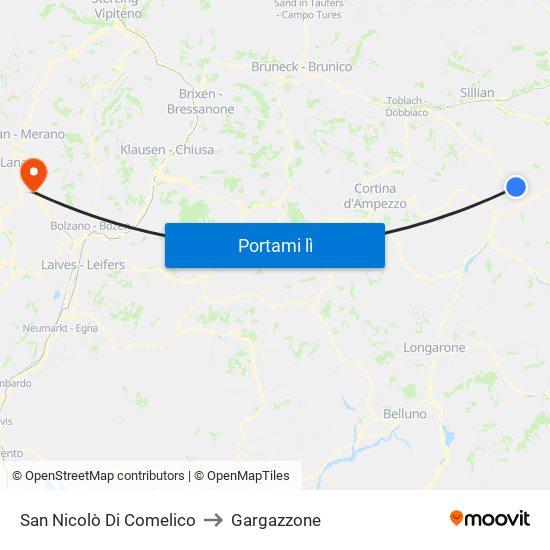 San Nicolò Di Comelico to Gargazzone map