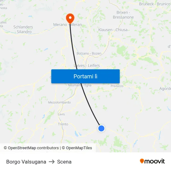 Borgo Valsugana to Scena map