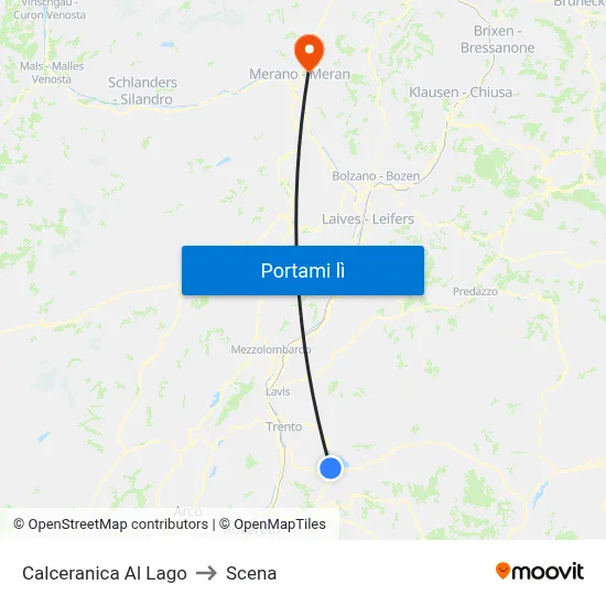 Calceranica Al Lago to Scena map