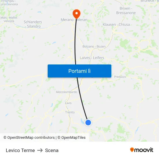 Levico Terme to Scena map