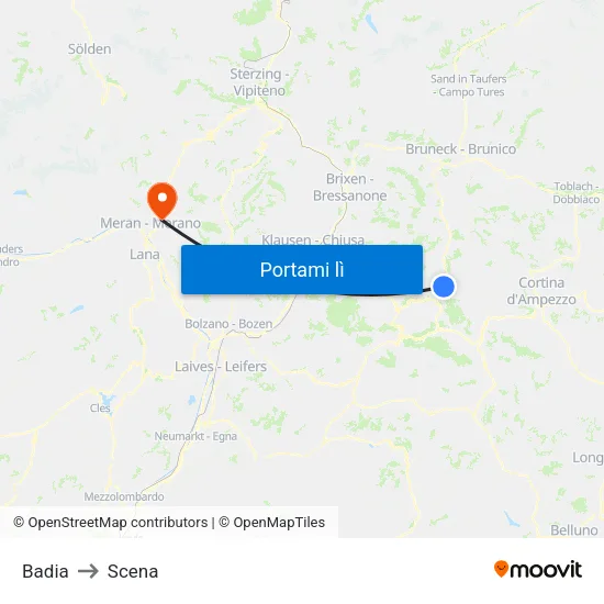 Badia to Scena map