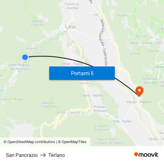 San Pancrazio to Terlano map