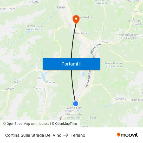 Cortina Sulla Strada Del Vino to Terlano map