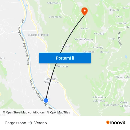 Gargazzone to Verano map