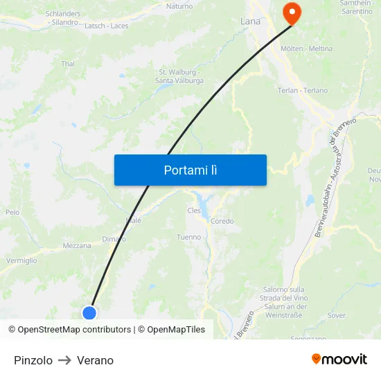 Pinzolo to Verano map