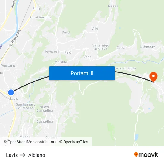 Lavis to Albiano map