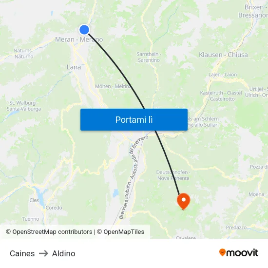 Caines to Aldino map