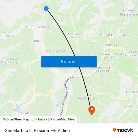 San Martino In Passiria to Aldino map