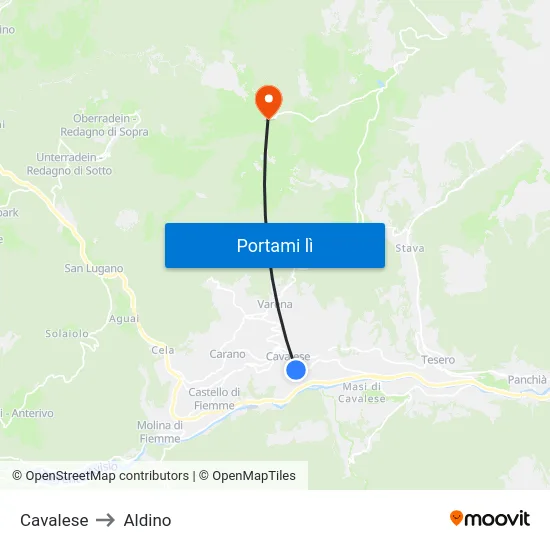Cavalese to Aldino map