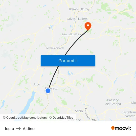 Isera to Aldino map