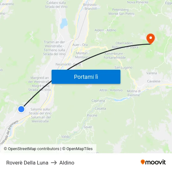Roverè Della Luna to Aldino map