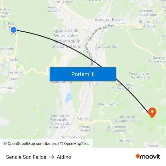 Senale-San Felice to Aldino map