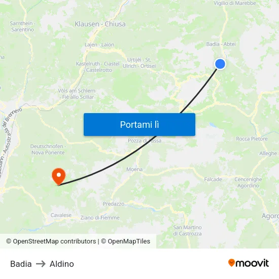 Badia to Aldino map