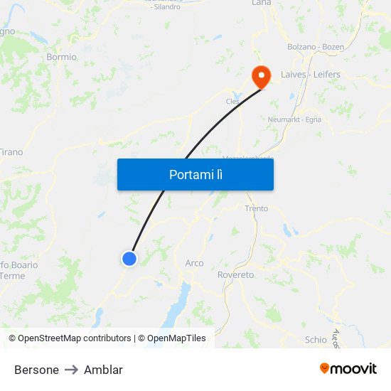 Bersone to Amblar map