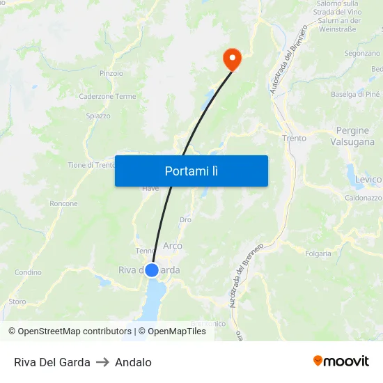 Riva Del Garda to Andalo map