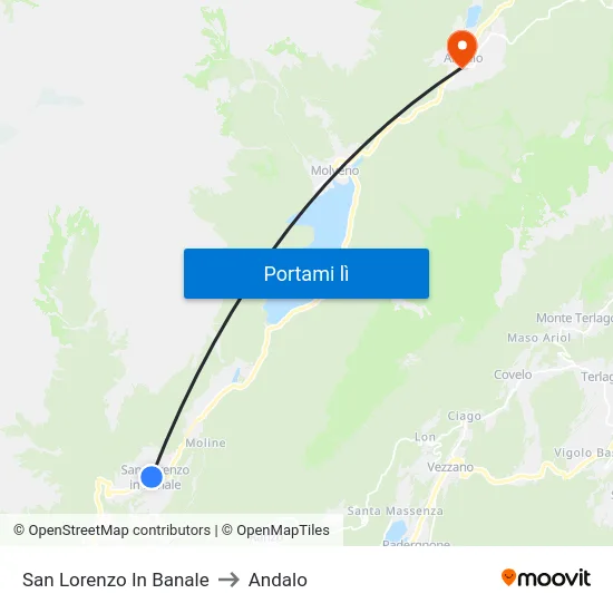 San Lorenzo In Banale to Andalo map