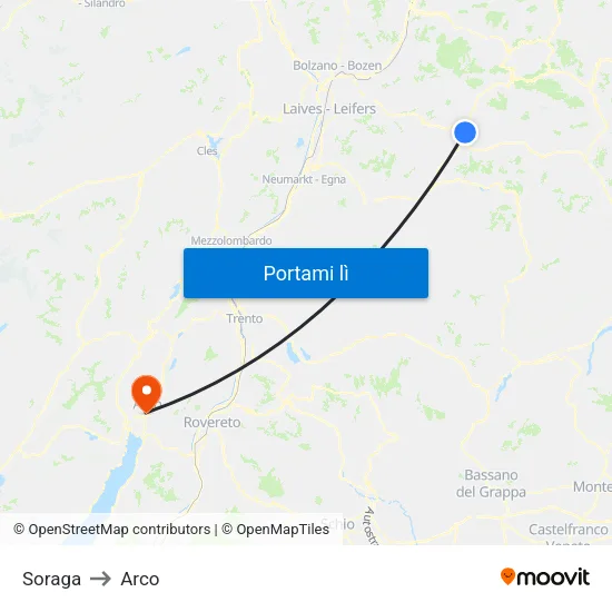 Soraga to Arco map